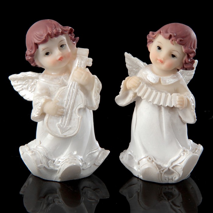 Сувенир полистоун "Ангел-музыкант в белоснежном платье" МИКС 6,5х3,8х3,2 см