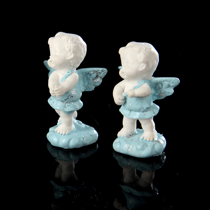Сувенир полистоун "Ангел-карапуз на облачке, голубые крылышки" МИКС 5,8х4х2,6 см