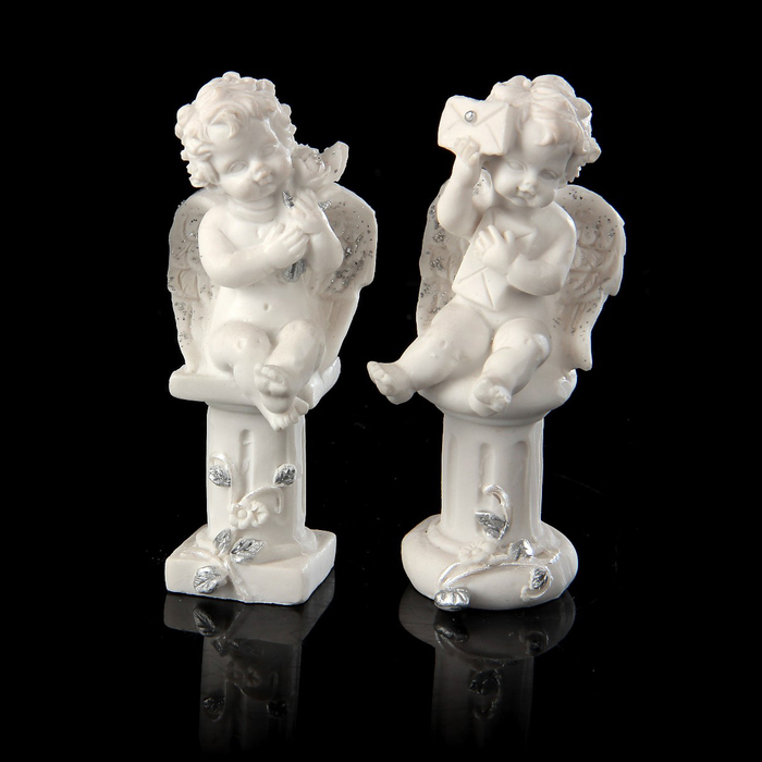 Сувенир полистоун "Ангелочек на колонне" МИКС 8,5х3,3х4 см