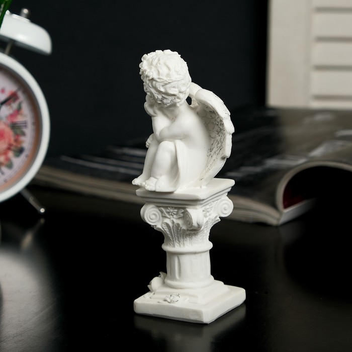 Сувенир полистоун "Белоснежный ангел на колонне" МИКС 13,5х6х6 см