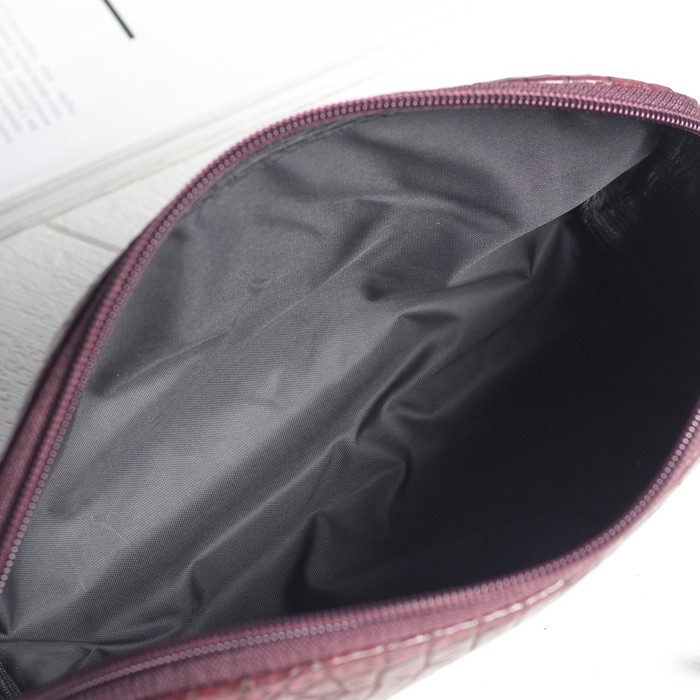 Сумка-косметичка, отдел на молнии, змея, цвет кофе