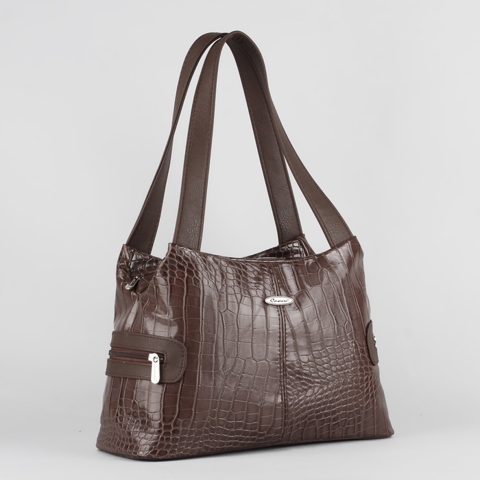 Сумка женская, 2 отдела на молнии, 2 наружных кармана, цвет коричневый/кофе