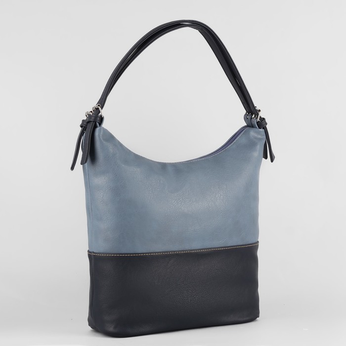 Сумка женская, 1 отдел с перегородкой на молнии, наружный карман, цвет синий/тёмно-голубой