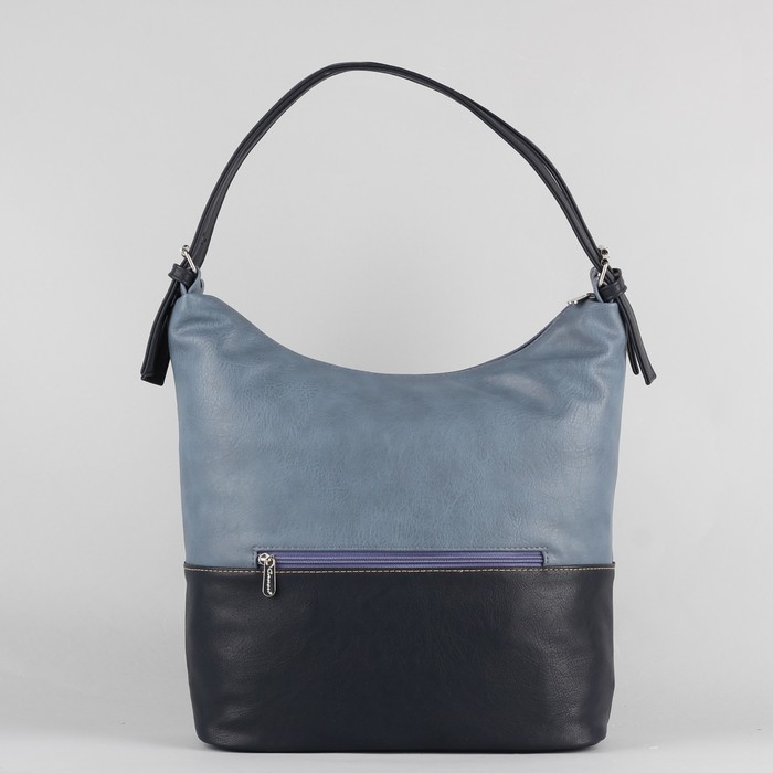 Сумка женская, 1 отдел с перегородкой на молнии, наружный карман, цвет синий/тёмно-голубой