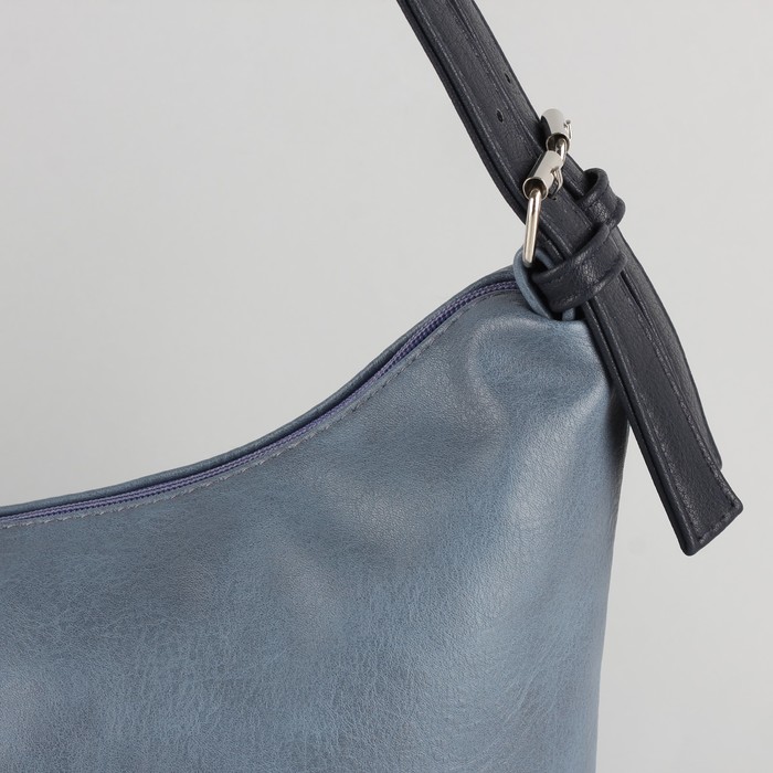 Сумка женская, 1 отдел с перегородкой на молнии, наружный карман, цвет синий/тёмно-голубой