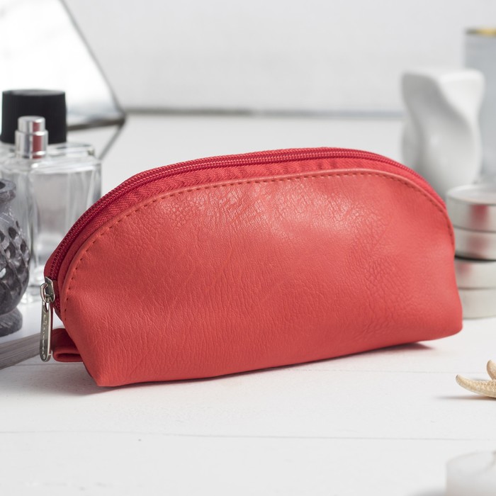 Сумка-косметичка, отдел на молнии, цвет коралловый