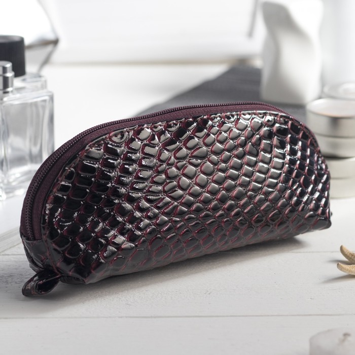 Сумка-косметичка, отдел на молнии, змея, цвет фиолетовый