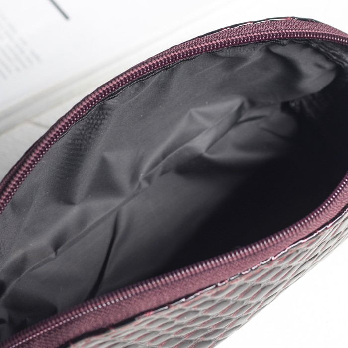 Сумка-косметичка, отдел на молнии, змея, цвет фиолетовый