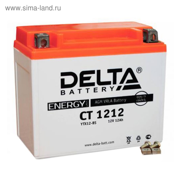 фото Аккумуляторная батарея delta ст1212 (ytx14-bs, ytx12-bs) 12 в, 12 ач прямая (+ -)