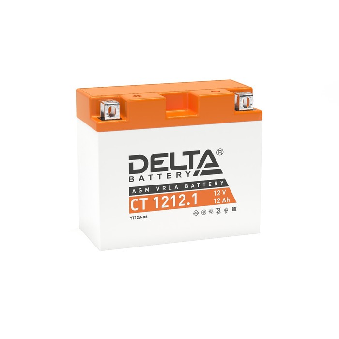 Аккумуляторная батарея Delta СТ1212.1 (YT12B-BS) 12 В, 12 Ач прямая (+ -) аккумуляторная батарея delta eps 1214 ytx14 bs ytx14h bs 12v 14 ач прямая