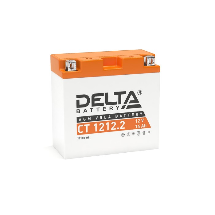 Аккумуляторная батарея Delta СТ1212.2 (YT14B-BS) 12 В, 14 Ач прямая (+ -) аккумуляторная батарея delta ст1214 ytx14 bs ytx14h bs ytx16 bs yb16b a 12v 14 ач прямая