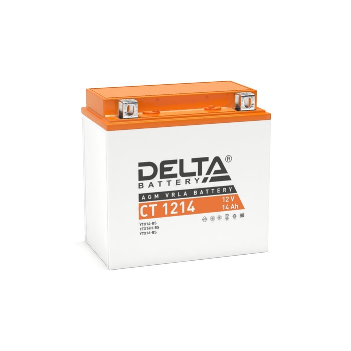 Аккумуляторная батарея Delta СТ1214(YTX14-BS,YTX14H-BS,YTX16-BS,YB16B-A)12 В, 14 Ач прямая аккумуляторная батарея red energy re 12 14 ytx14 bs ytx16 bs yb16b a 12v 14 ач прямая