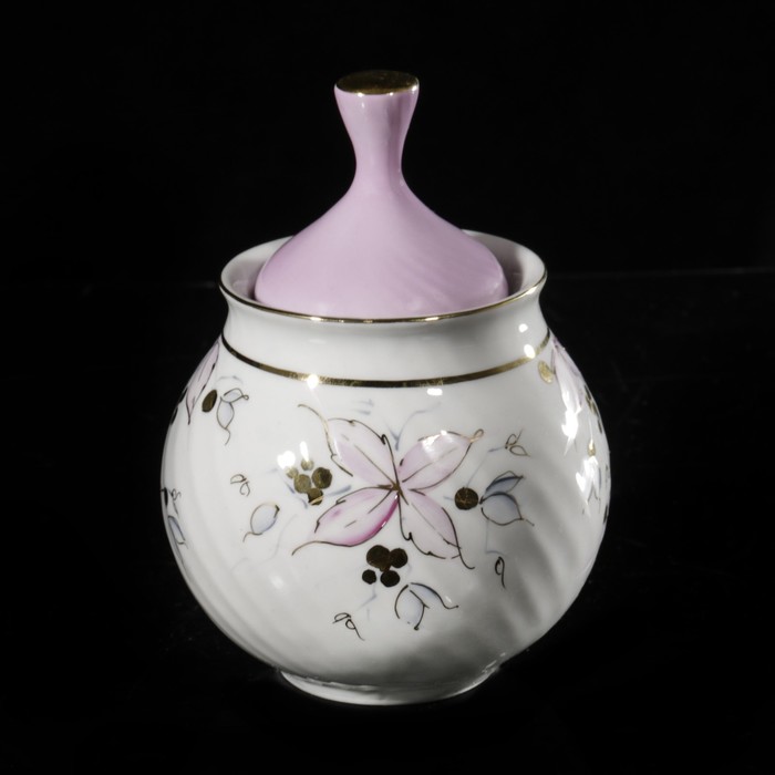 Сахарница 400 мл "Витая. Розовая соната", отводка золотом