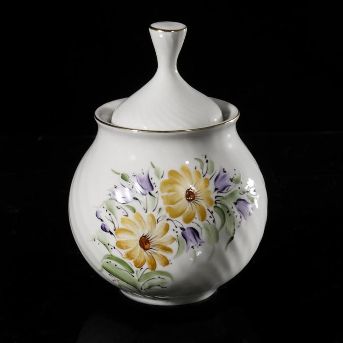 Сахарница 400 мл "Витая. Ромашка", отводка золотом