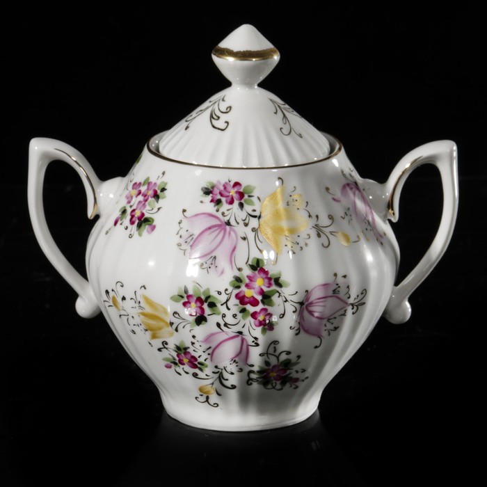 Сахарница 540 мл "Лучистая. Пышное цветение", отводка золотом