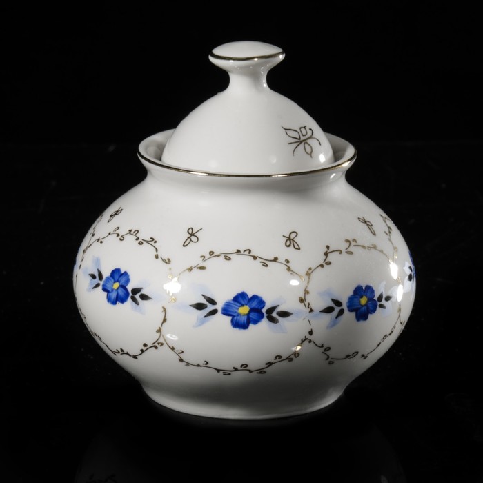 Сахарница 400 мл "Семейная. Незабудки", отводка золотом