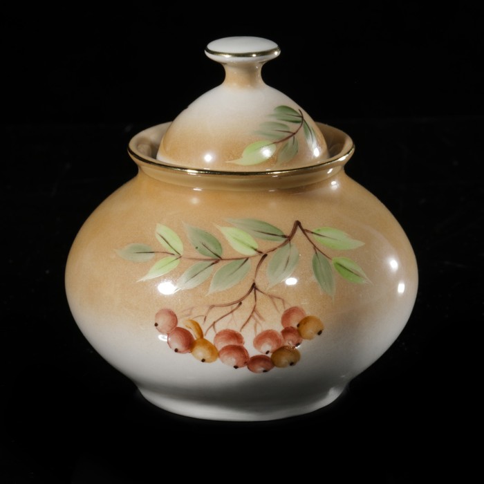 Сахарница 400 мл "Семейная. Рябинка", отводка золотом