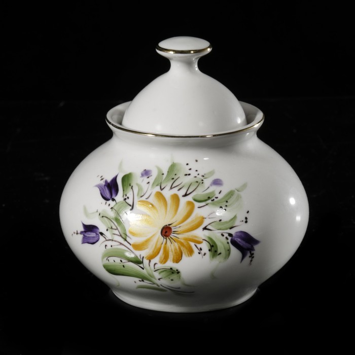 Сахарница 400 мл "Семейная. Цветочная", отводка золотом