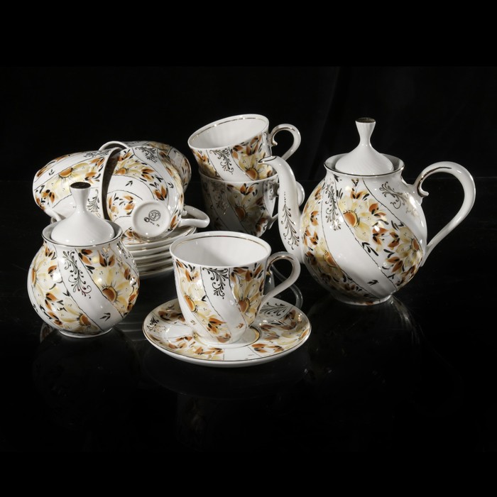 Сервиз чайный на 6 персон "Витая. Золотая Осень", чашки 250 мл, отводка золотом