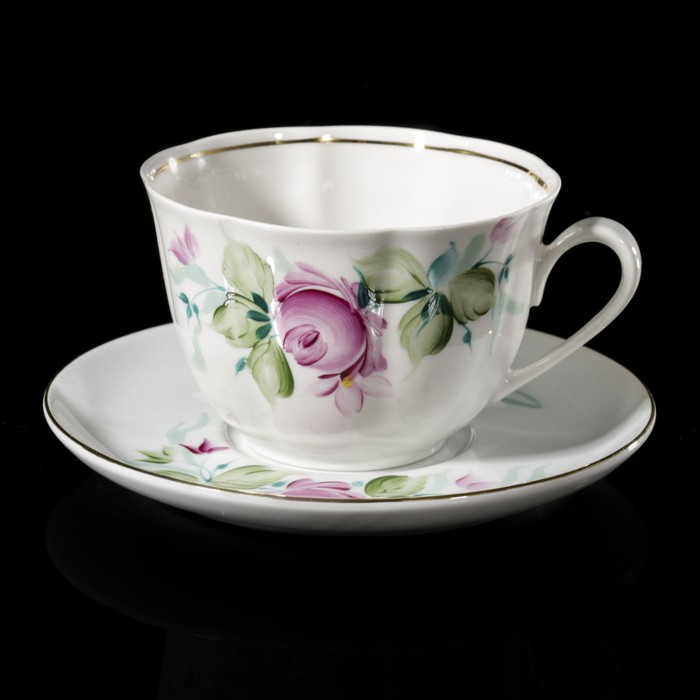 Чайная пара 240 мл "Тюльпан. Тюльпан", отводка золотом