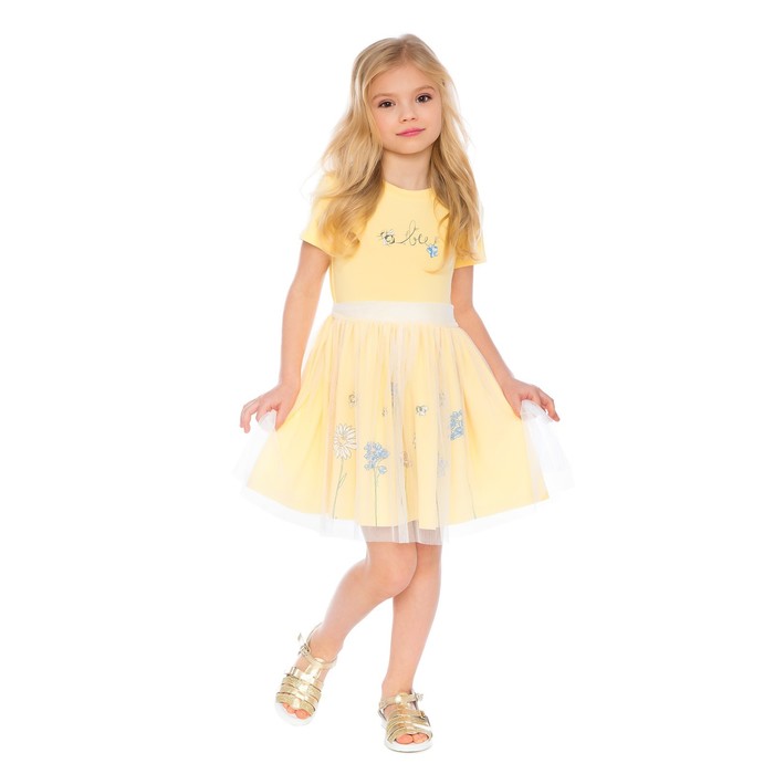 Платье для девочки, рост 110 см, цвет жёлтый