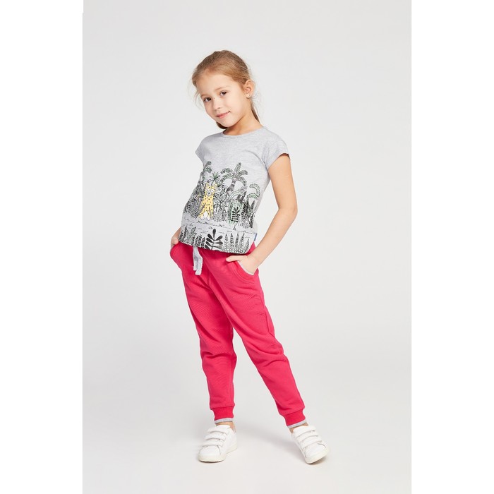 Футболка для девочки, рост 116 см, цвет серый меланж