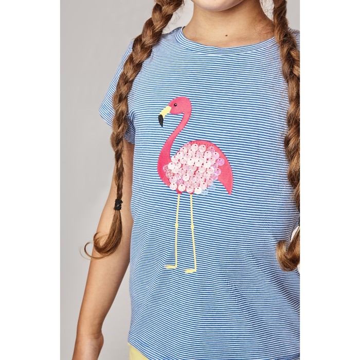 Футболка для девочки, рост 98 см, цвет белый/синий