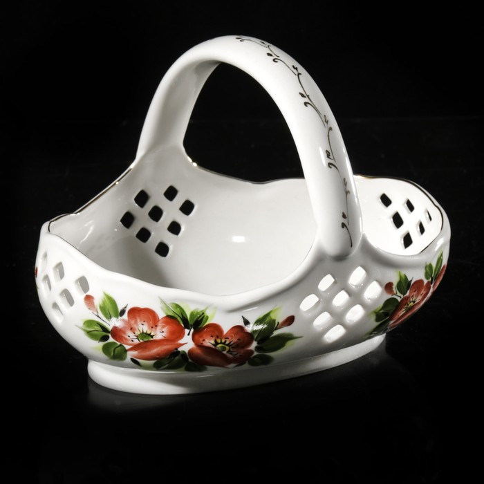 Конфетница 16х12 см "Корзинка узорная. Маки"