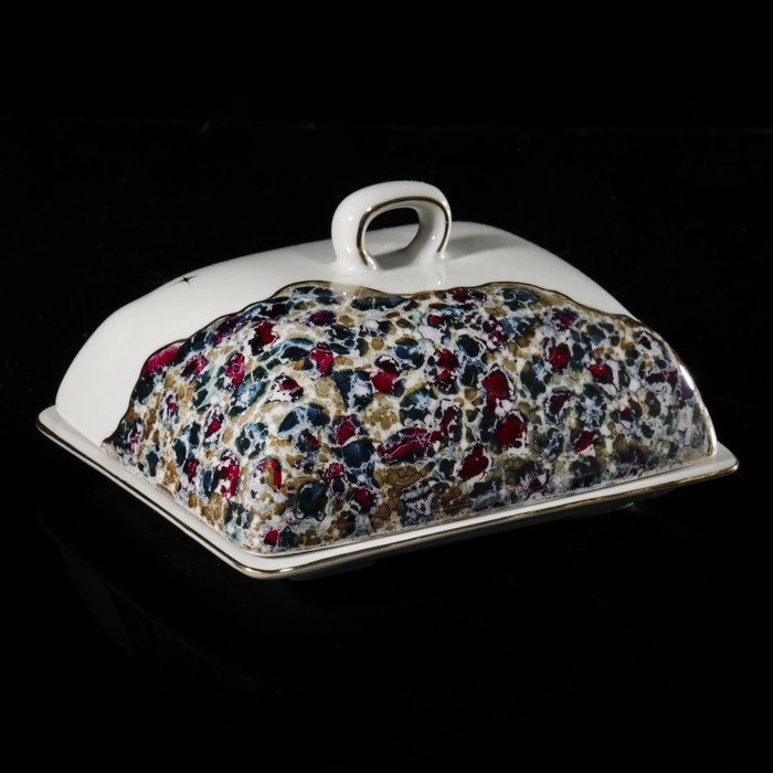 Масленка "Прямоугольная. Кракле", отводка золотом