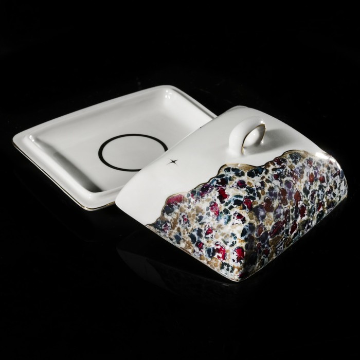 Масленка "Прямоугольная. Кракле", отводка золотом