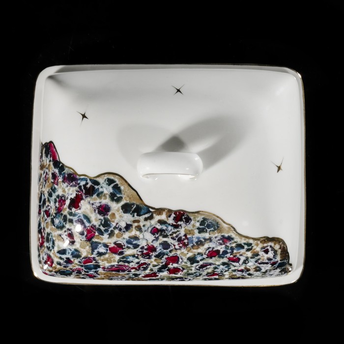 Масленка "Прямоугольная. Кракле", отводка золотом