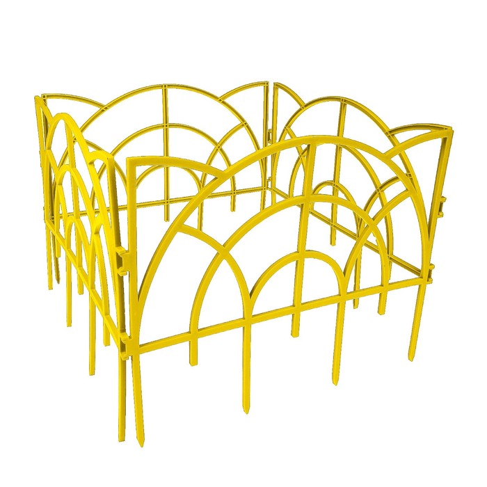 Ограждение декоративное, 34 х 300 см, 7 секций, пластик, жёлтое, «Рококо»