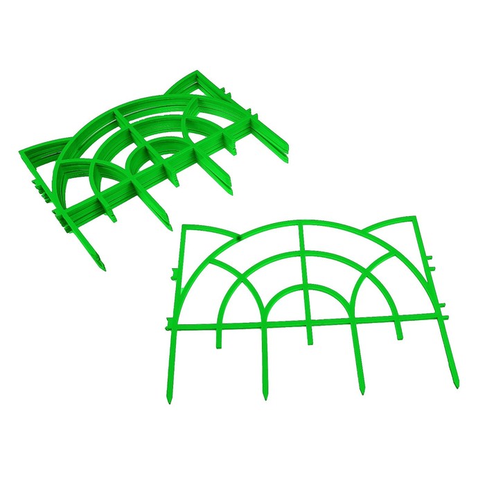 Ограждение декоративное, 34 х 300 см, 7 секций, пластик, зелёное, «Рококо»