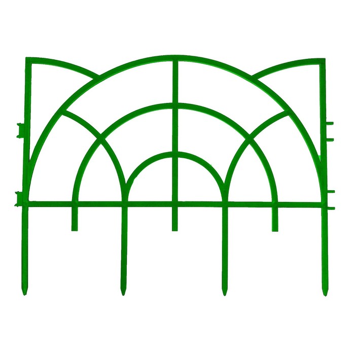 Ограждение декоративное, 34 х 300 см, 7 секций, пластик, зелёное, «Рококо»