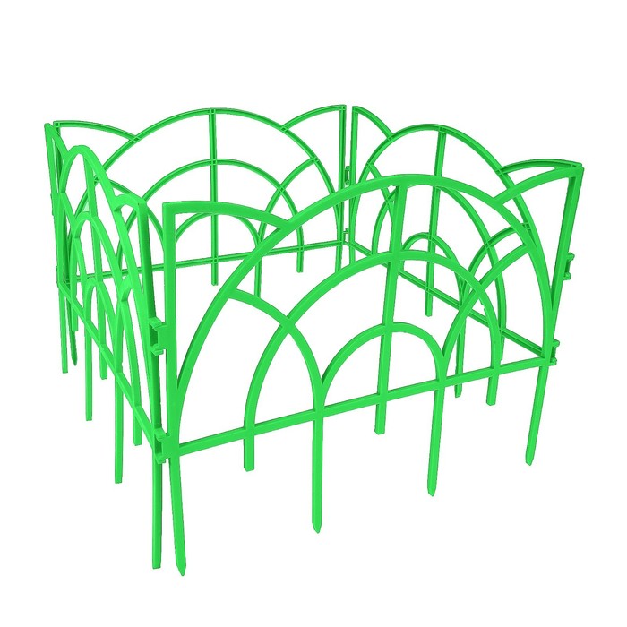 Ограждение декоративное, 34 х 300 см, 7 секций, пластик, зелёное, «Рококо»