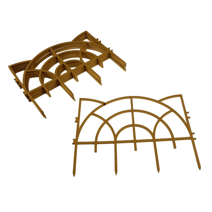 Ограждение декоративное, 34 х 300 см, 7 секций, пластик, золотистое, «Рококо»