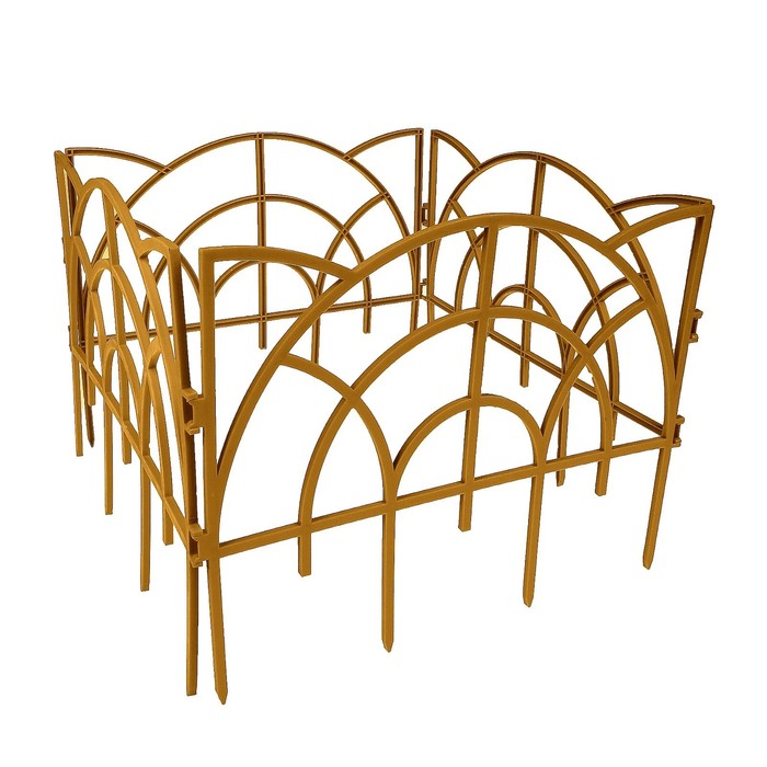 Ограждение декоративное, 34 х 300 см, 7 секций, пластик, золотистое, «Рококо»