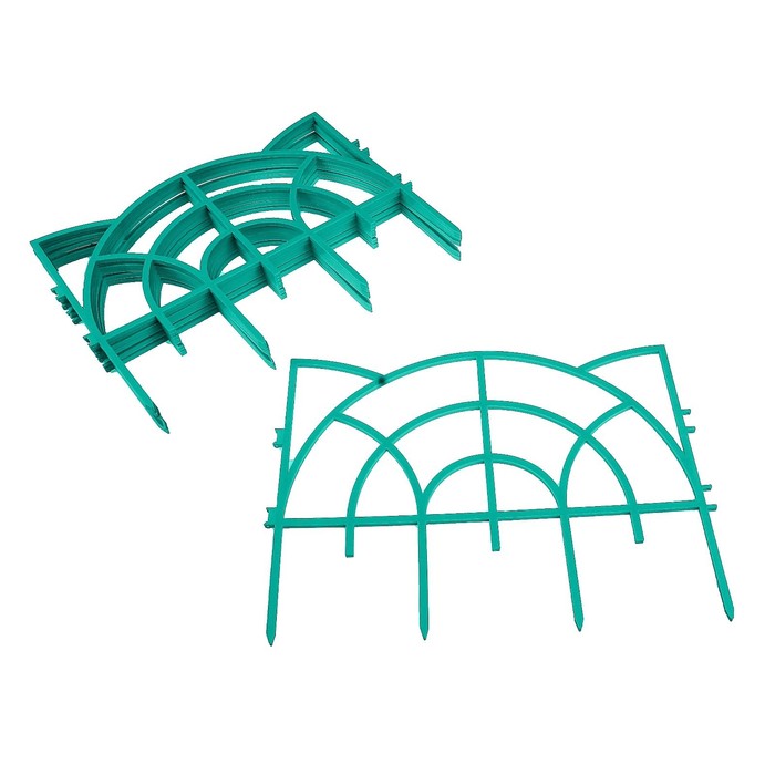 Ограждение декоративное, 34 х 300 см, 7 секций, пластик, изумрудное, «Рококо»