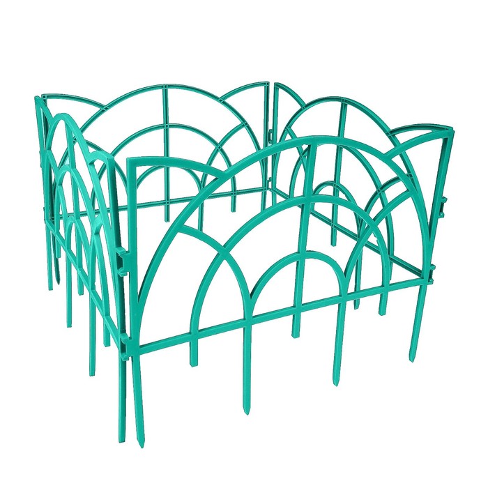 Ограждение декоративное, 34 х 300 см, 7 секций, пластик, изумрудное, «Рококо»