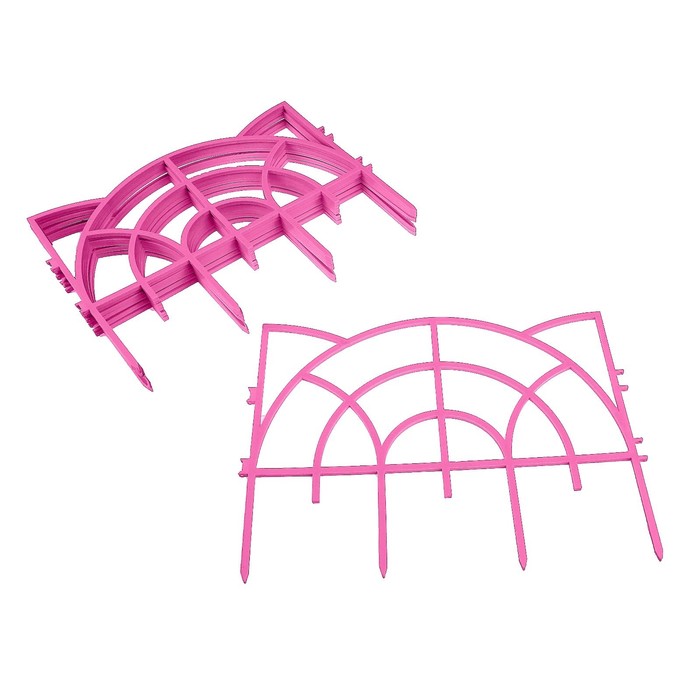Ограждение декоративное, 34 х 300 см, 7 секций, пластик, розовое, «Рококо»