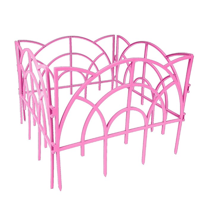 Ограждение декоративное, 34 х 300 см, 7 секций, пластик, розовое, «Рококо»