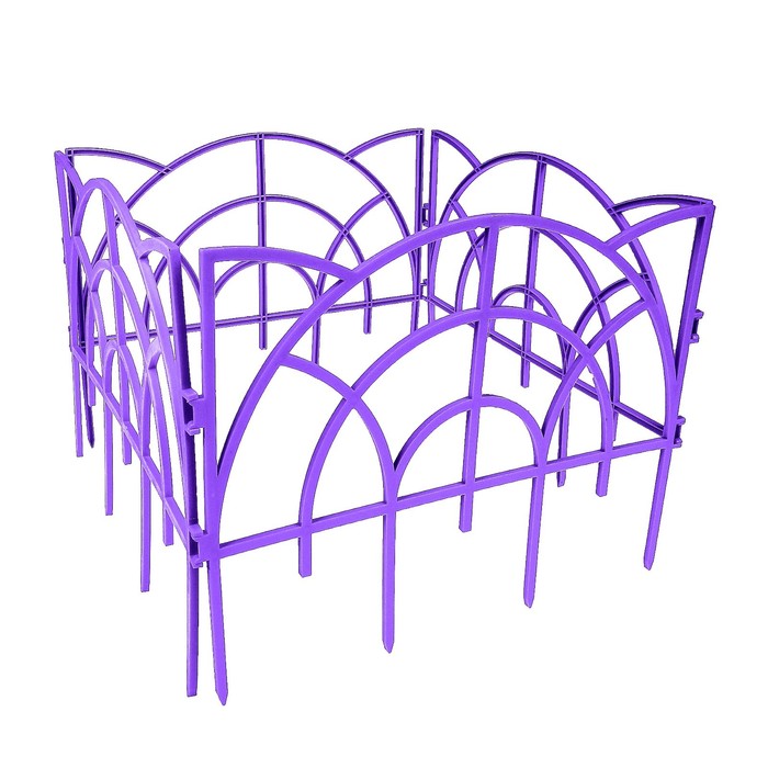 Ограждение декоративное, 34 х 300 см, 7 секций, пластик, сиреневое, «Рококо»