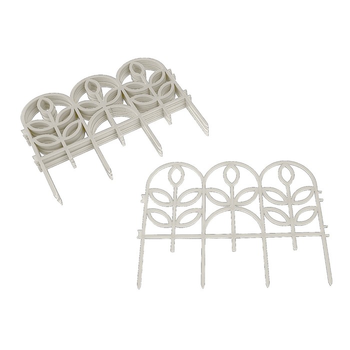 Ограждение декоративное, 34 х 300 см, 7 секций, пластик, белое, «Флора»