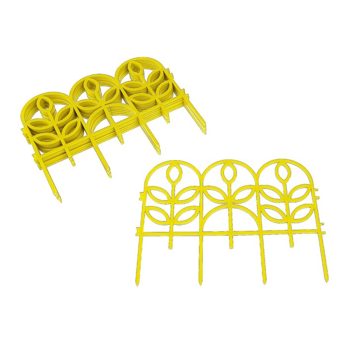 Ограждение декоративное, 34 х 300 см, 7 секций, пластик, жёлтое, «Флора»