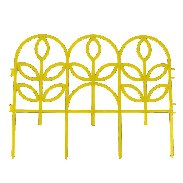 Ограждение декоративное, 34 х 300 см, 7 секций, пластик, жёлтое, «Флора»