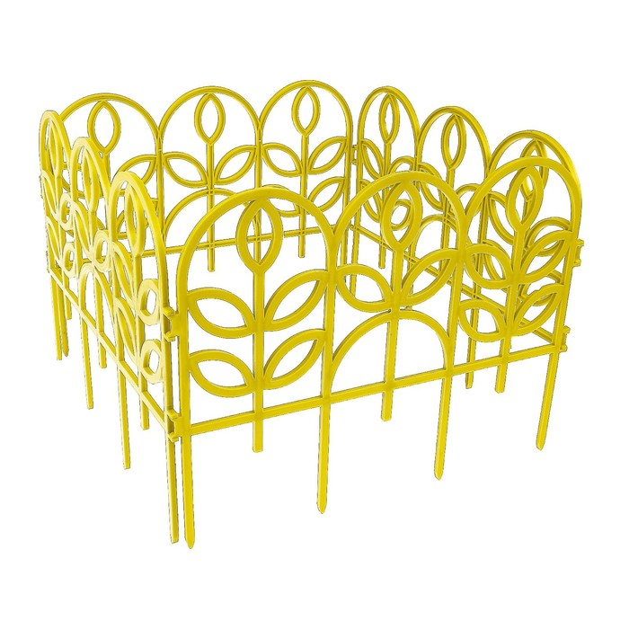 Ограждение декоративное, 34 х 300 см, 7 секций, пластик, жёлтое, «Флора»