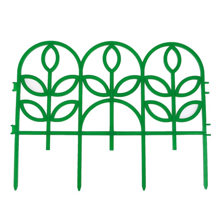 Ограждение декоративное, 34 х 300 см, 7 секций, пластик, зелёное, «Флора»