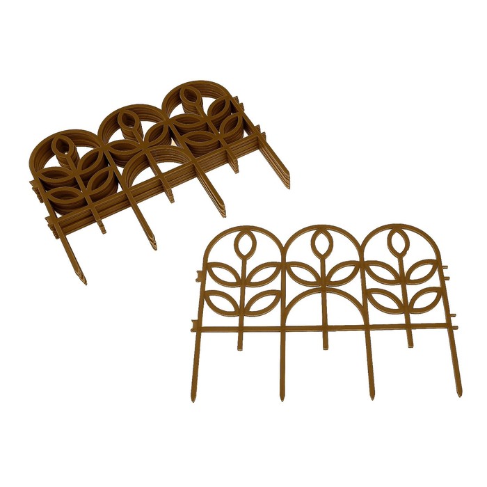 Ограждение декоративное, 34 х 300 см, 7 секций, пластик, золотистое, «Флора»