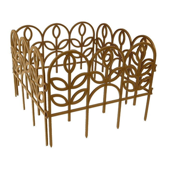 Ограждение декоративное, 34 х 300 см, 7 секций, пластик, золотистое, «Флора»