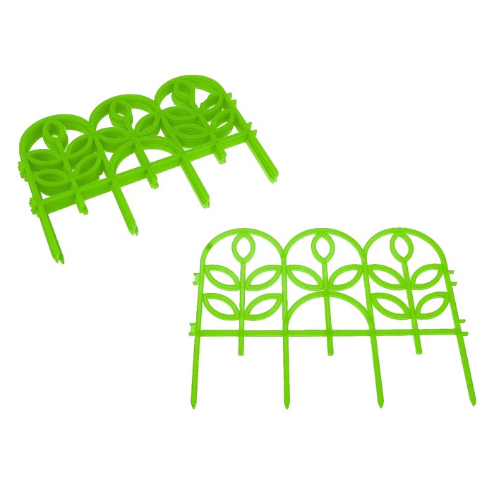 Ограждение декоративное, 34 х 300 см, 7 секций, пластик, салатовое, «Флора»